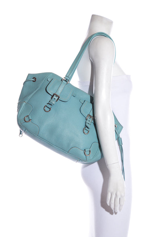 Prada Light Blue Leather Shoulder Bag