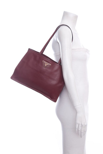 Prada Burgundy Argilla Leather Small Tote