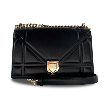 Christian Dior black calfskin on chain handbag