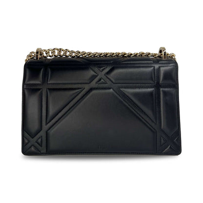 Christian Dior black calfskin on chain handbag