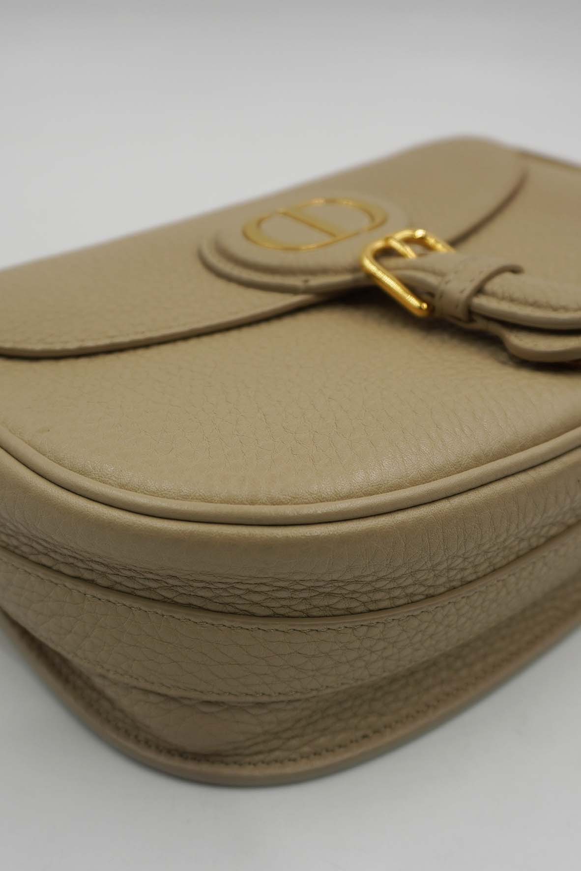 Medium Dior Bobby Bag Grained Calfskin Leather Beige