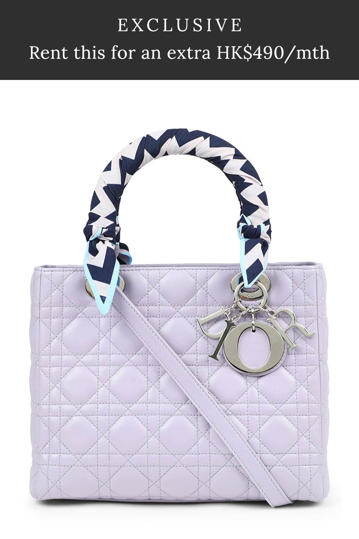 Medium Lady Dior Lilac with Handle Wraps