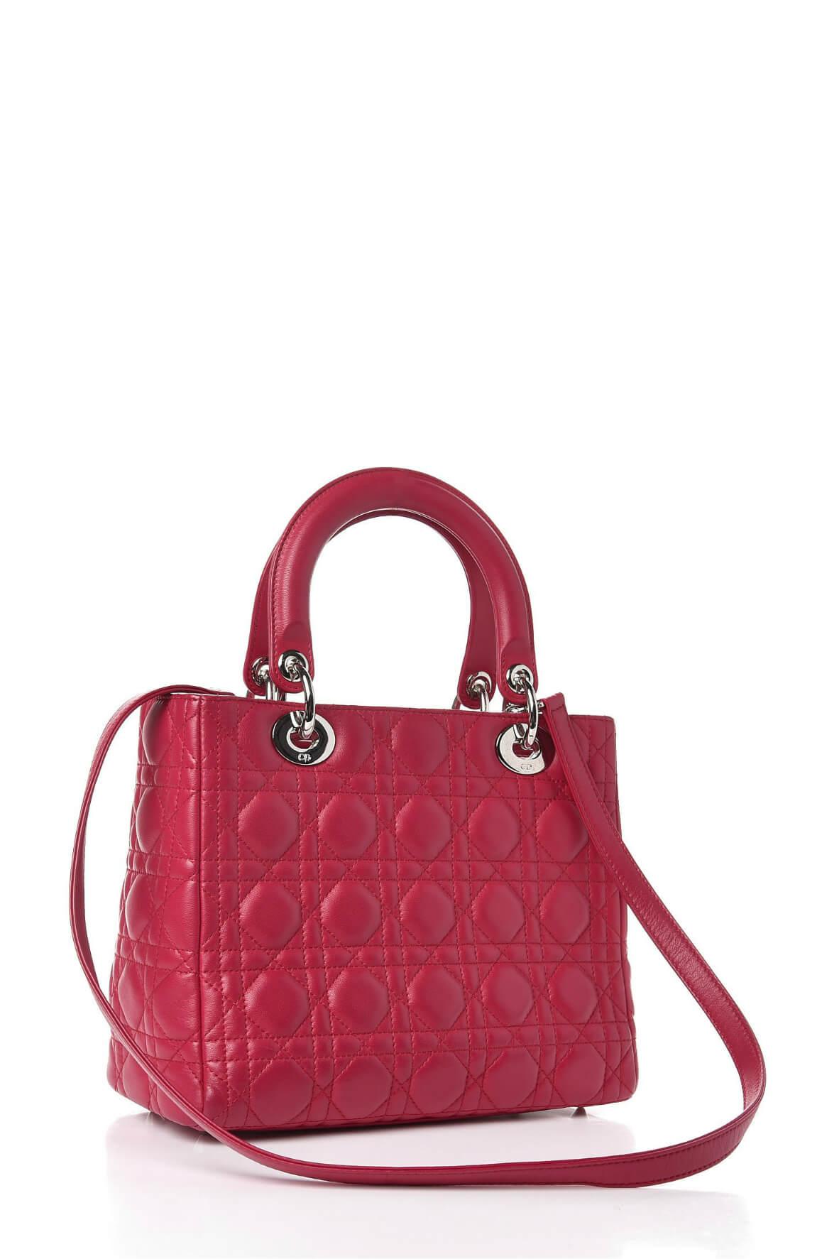 Medium Lady Dior Berry Red