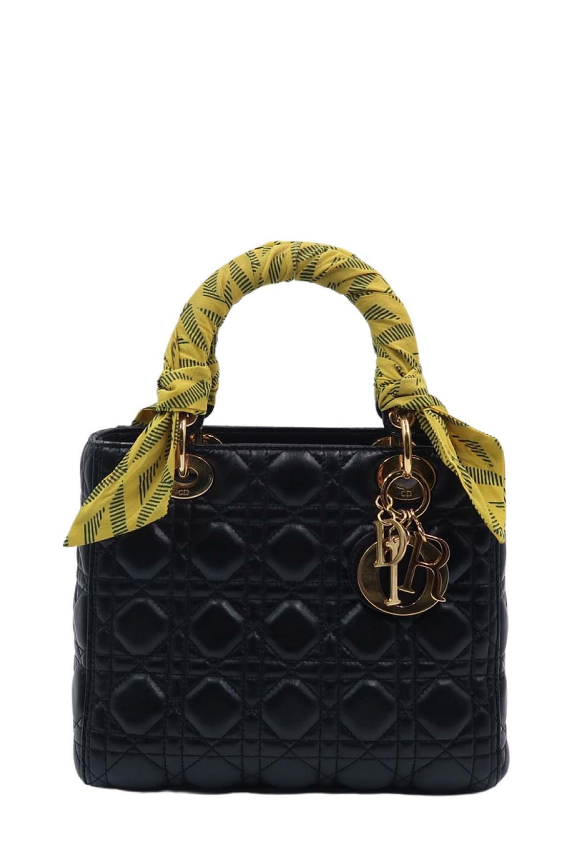 Medium Lady Dior with Gold Hardware Black