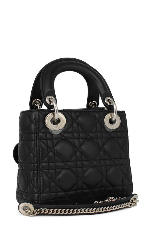 Small Lady Dior Black with Silver Hardware