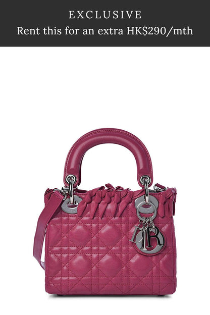 Small Lady Dior with Ribbon Trimmed Fuchsia