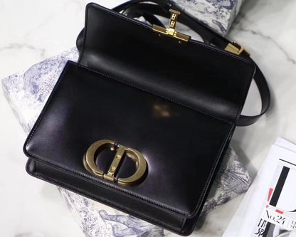 Dior 30 Montaigne Shoulder Bag In Black Calfskin