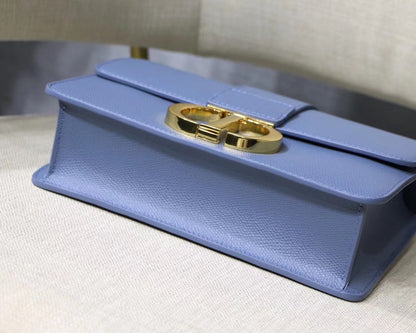 Dior 30 Montaigne Bag In Denim Blue Grained Calfskin