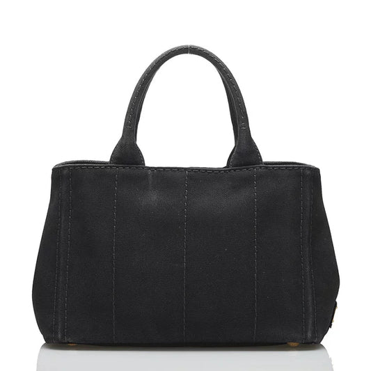 Prada Canapa Black Canvas Tote Bag