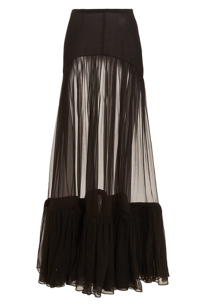 Saint Laurent Women Flounced Long Skirt