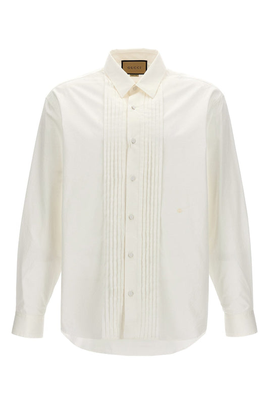 Gucci Men Pleated Plastron Shirt