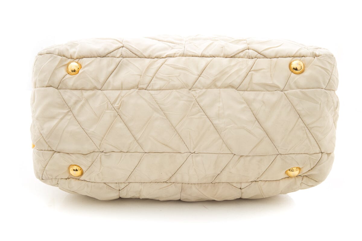 Prada Cream Quilted Puff Nylon Handbag