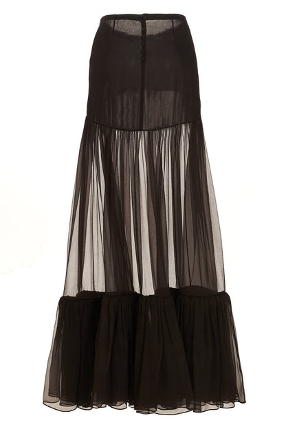 Saint Laurent Women Flounced Long Skirt