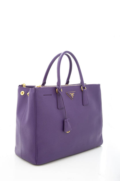 Prada Purple Saffiano Leather Galleria Double Zip Tote