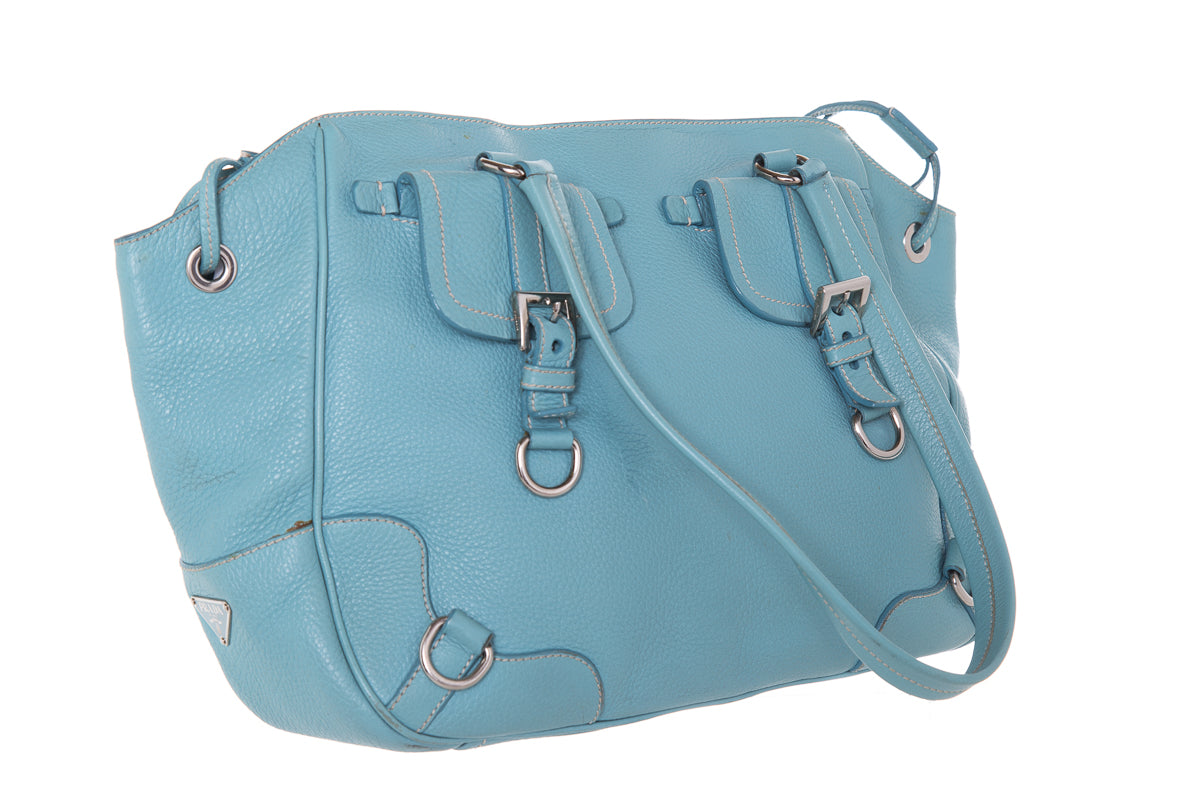 Prada Light Blue Leather Shoulder Bag