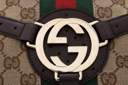 Gucci Reins Web Brown Shoulder Handbag