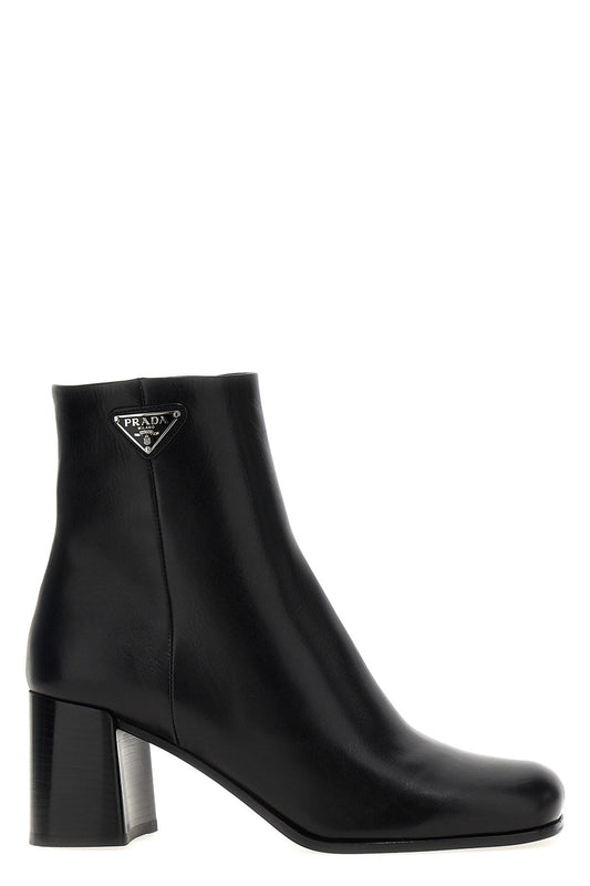 Prada Women Logo Leather Ankle Boots