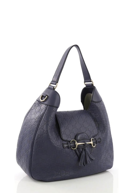 Medium Emily Guccissima Hobo Navy