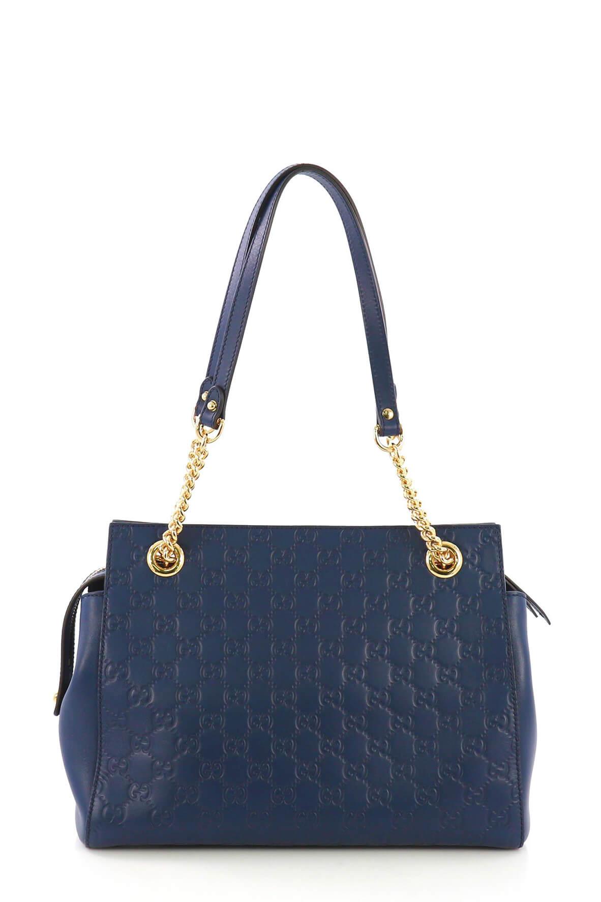 Medium Guccissima Soft Signature Bag Navy