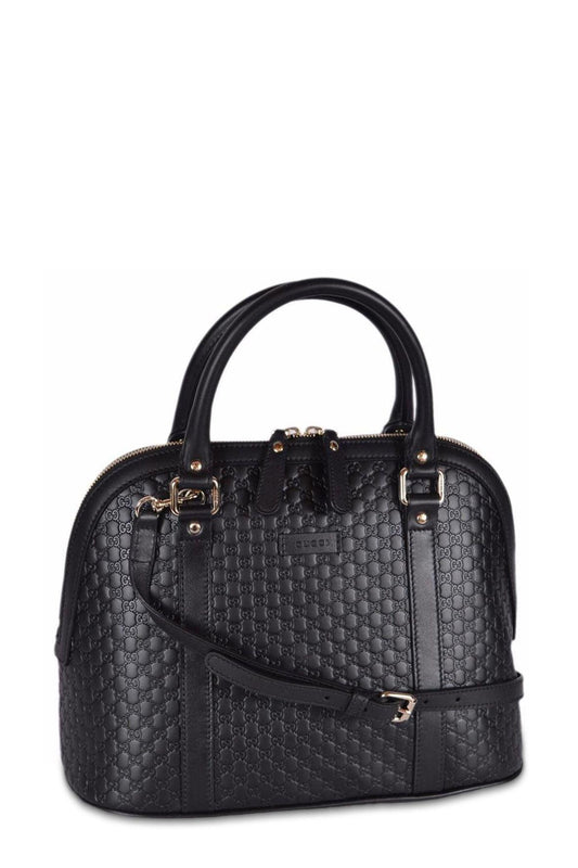 Medium Microguccissima Dome Satchel Black