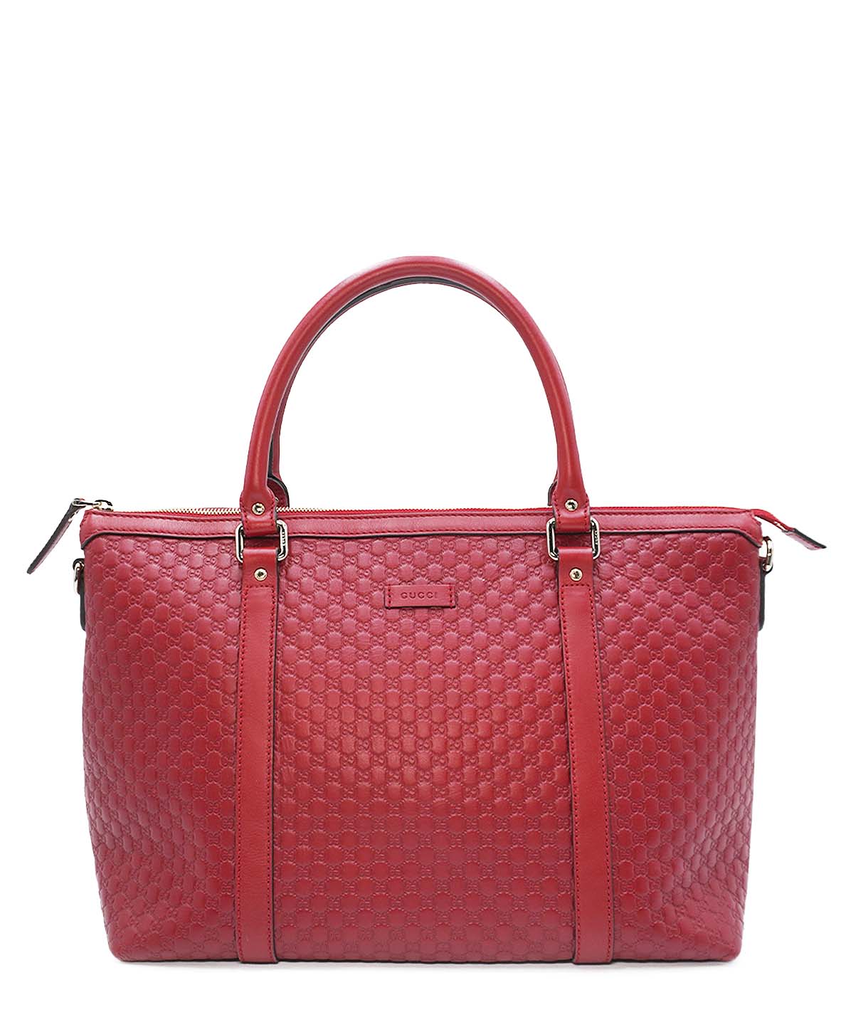 Microguccissima Leather Dome Margaux Satchel Tote Red