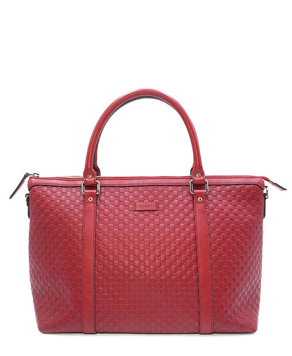 Microguccissima Leather Dome Margaux Satchel Tote Red