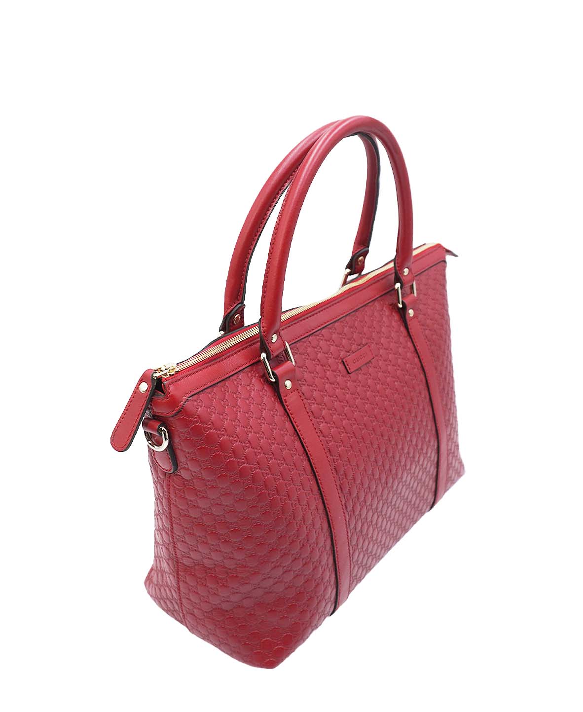 Microguccissima Leather Dome Margaux Satchel Tote Red