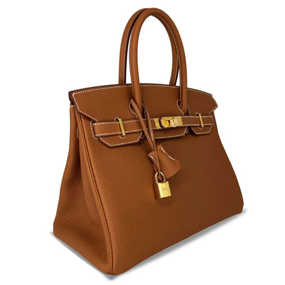 Top Quality brown Hermes Birkin Togo B30 GHW designer bag