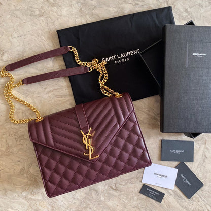 YSL  Envelope Medium Bag In Mix Matelasse Grain  De Poudre Embossed Leather