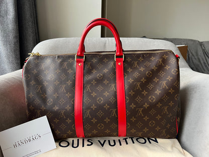 Louis Vuitton Keepall Bandouliere 50 Monogram and Coquelicot (RRP £1,790)