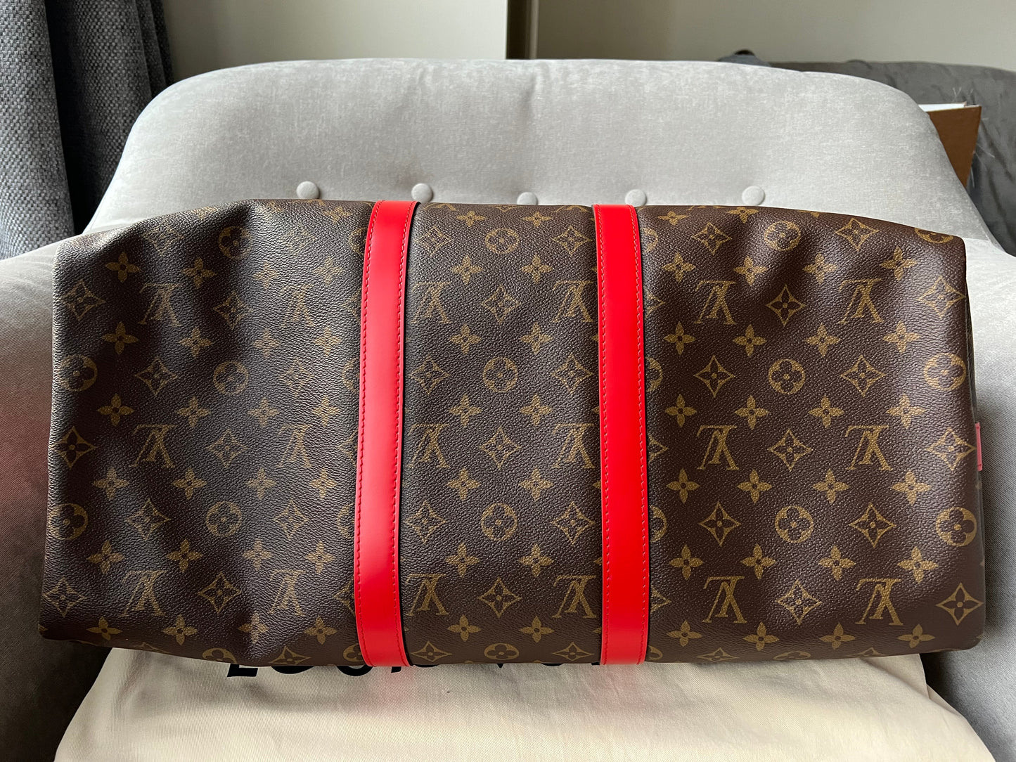 Louis Vuitton Keepall Bandouliere 50 Monogram and Coquelicot (RRP £1,790)