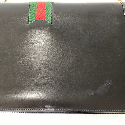 GUCCI VINTAGE GG WEB LEATHER CHAIN BAG