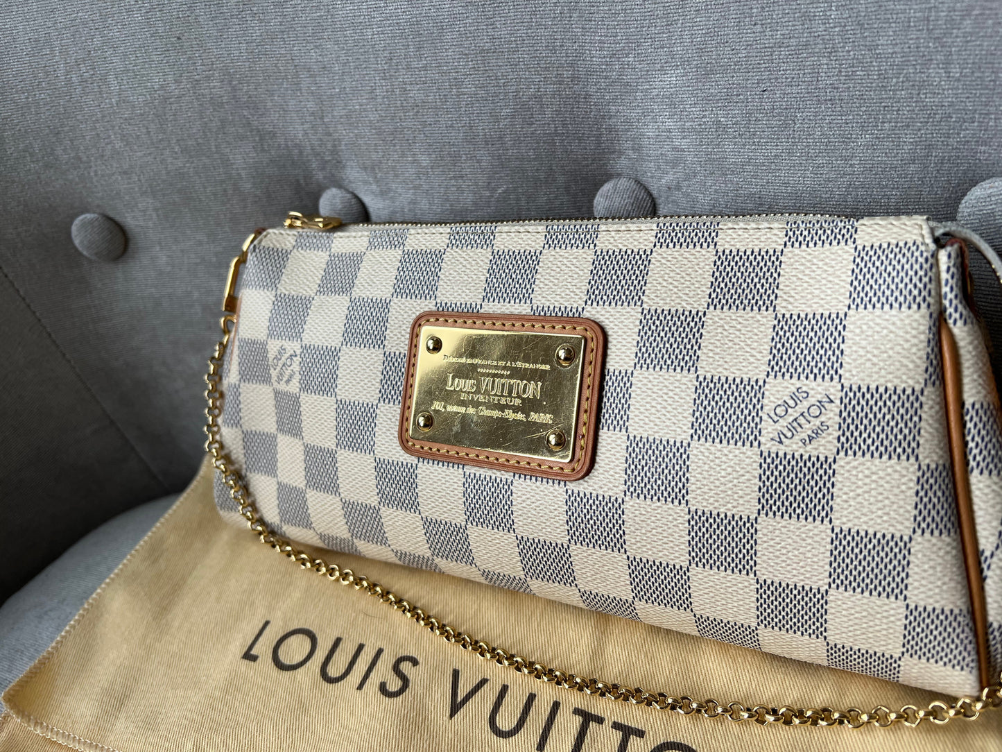 Louis Vuitton Eva Clutch Damier Azur