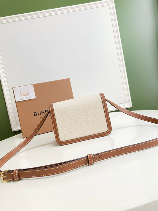 Burberry Small Two Tone  Canvas Leather TB Bag