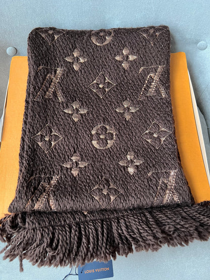 Louis Vuitton Logomania Scarf in Brown and Gold (RRP £335)