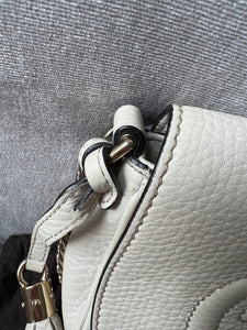 Gucci White Mini Soho Chain Crossbody Flap Bag