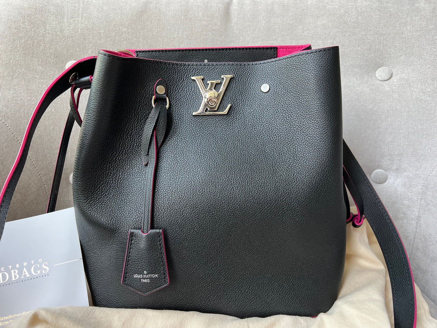 Louis Vuitton Lockme Bucket Bag in Black and Pink (RRP £2050)