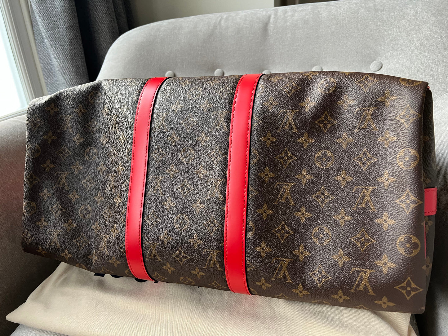 Louis Vuitton Keepall Bandouliere 50 Monogram and Coquelicot (RRP £1,790)