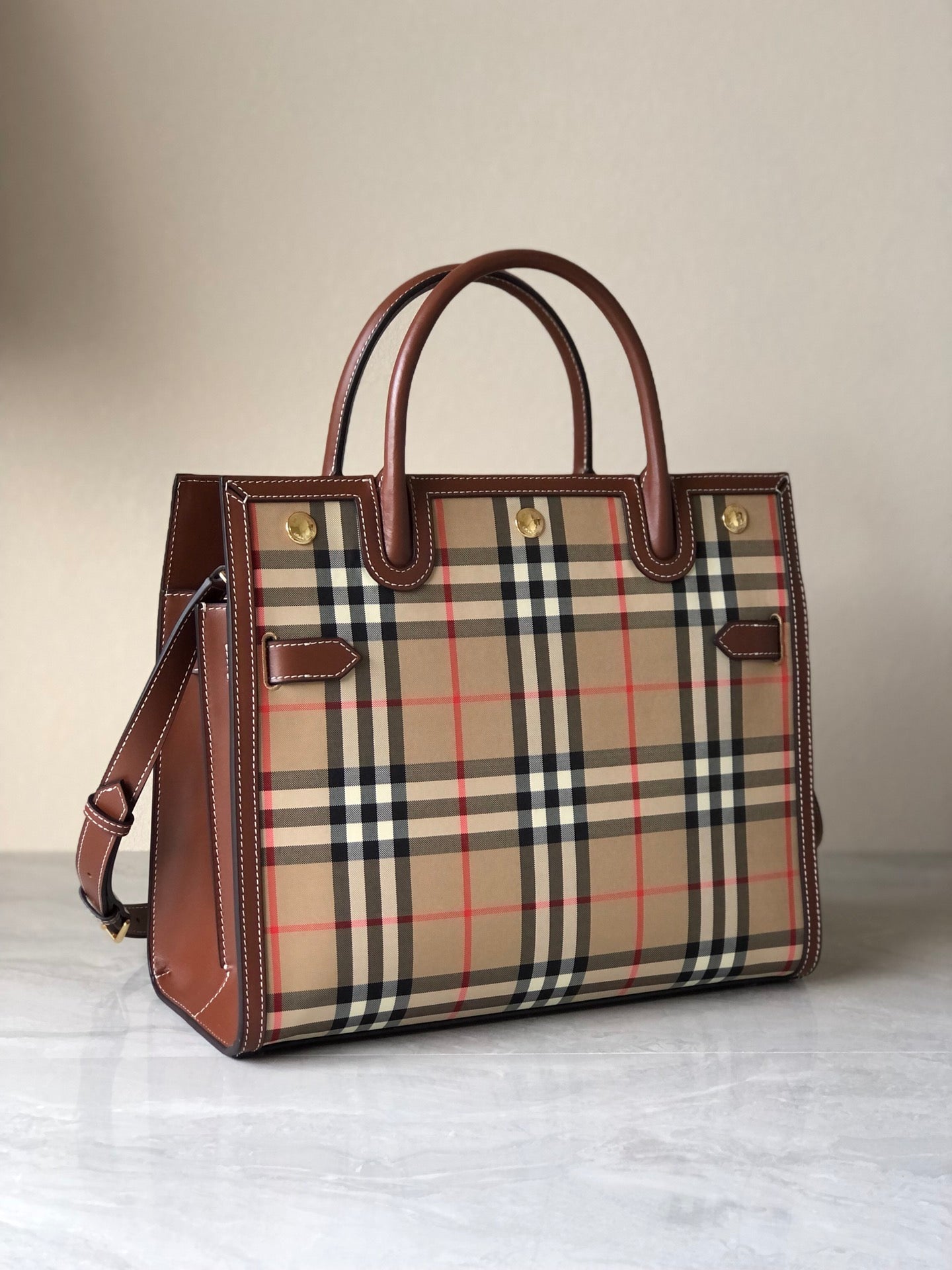 Burberry Small Vintage Check Two Handle Title Bag