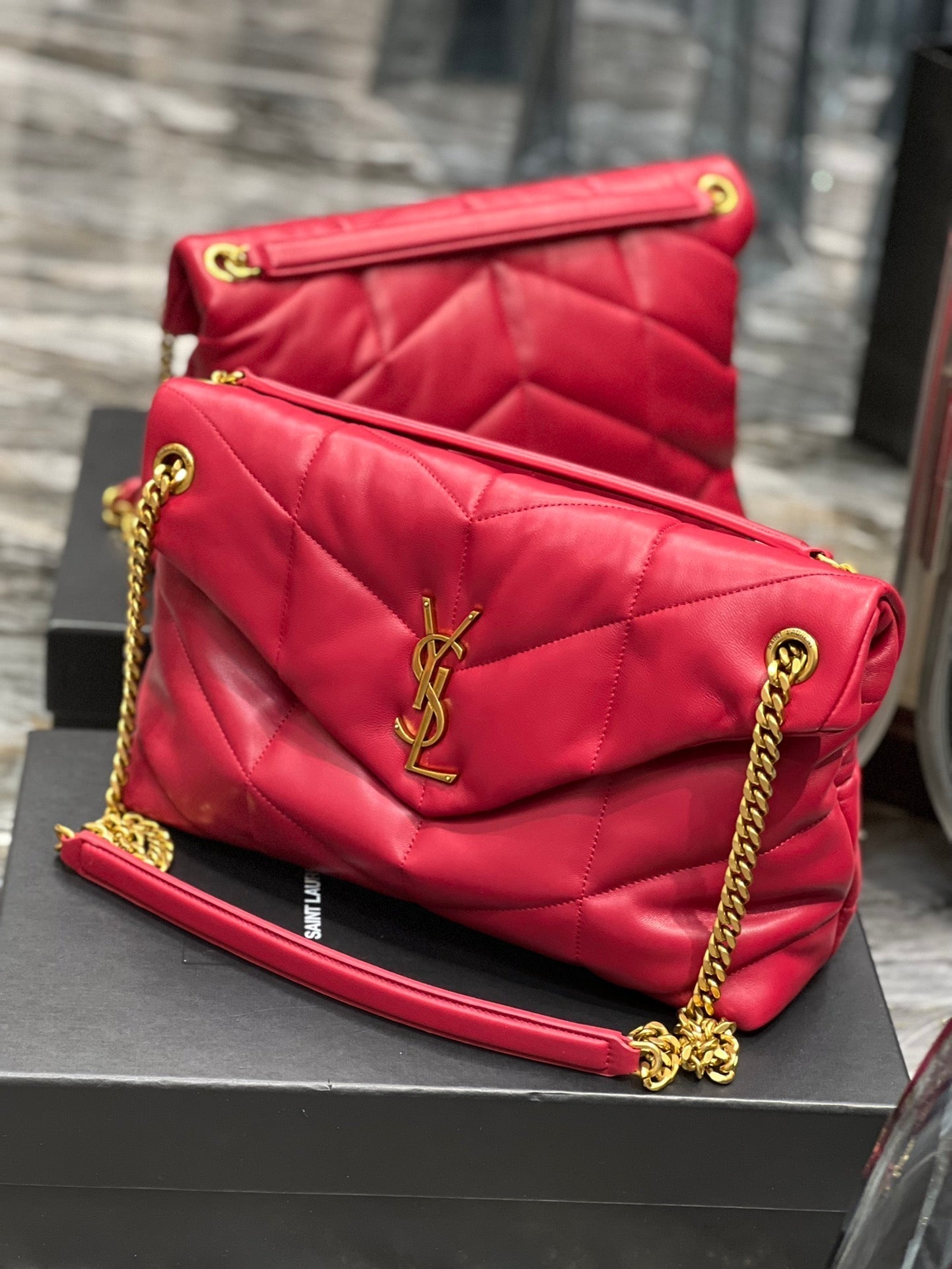 YSL PUFFER MEDIUM BAG IN QUILTED LAMBSKIN