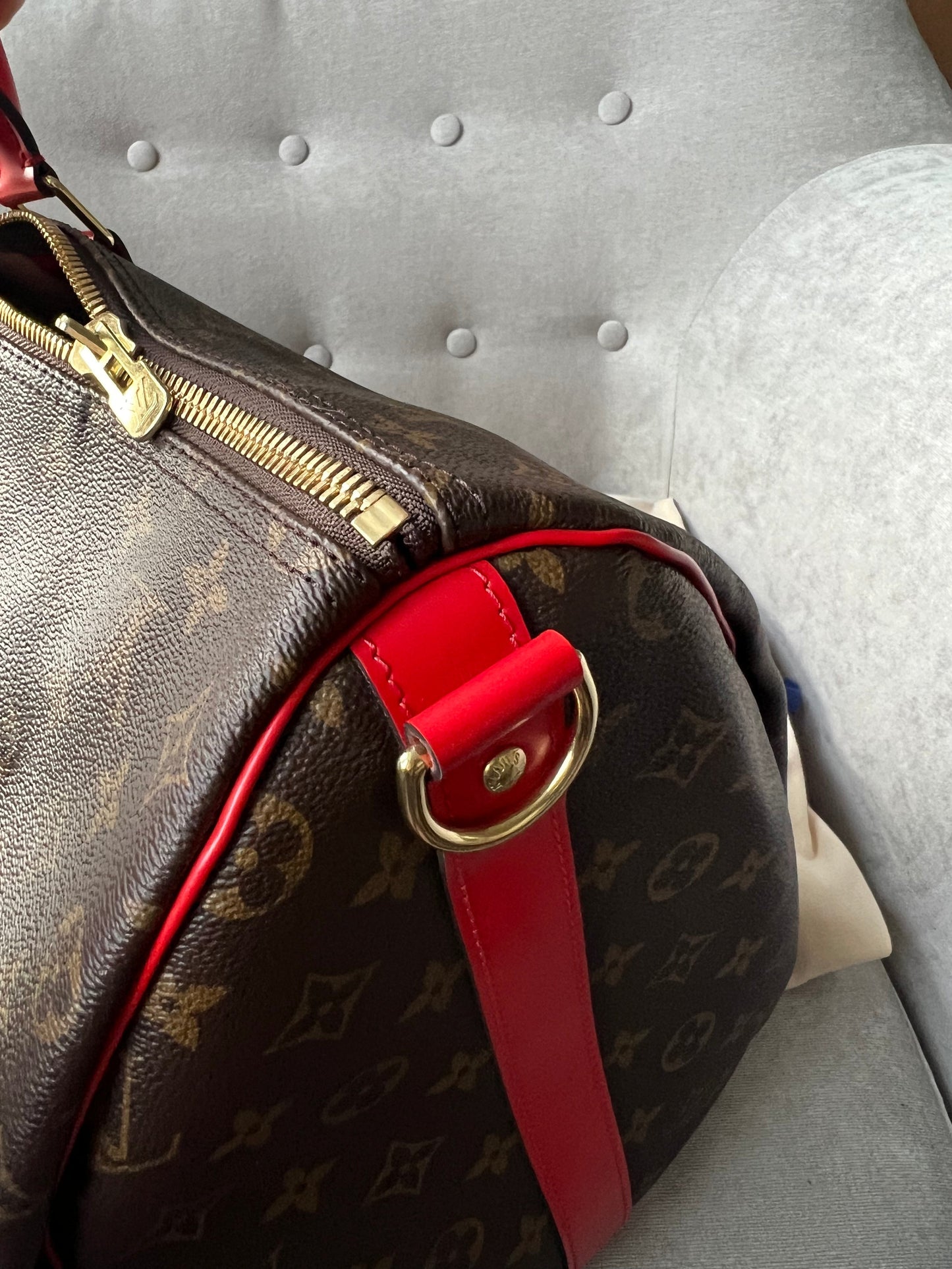 Louis Vuitton Keepall Bandouliere 50 Monogram and Coquelicot (RRP £1,790)