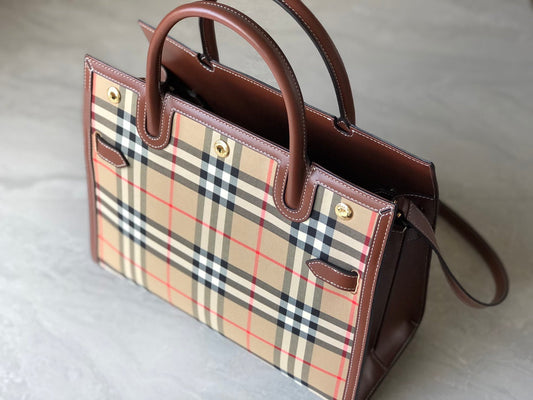 Burberry Small Vintage Check Two Handle Title Bag