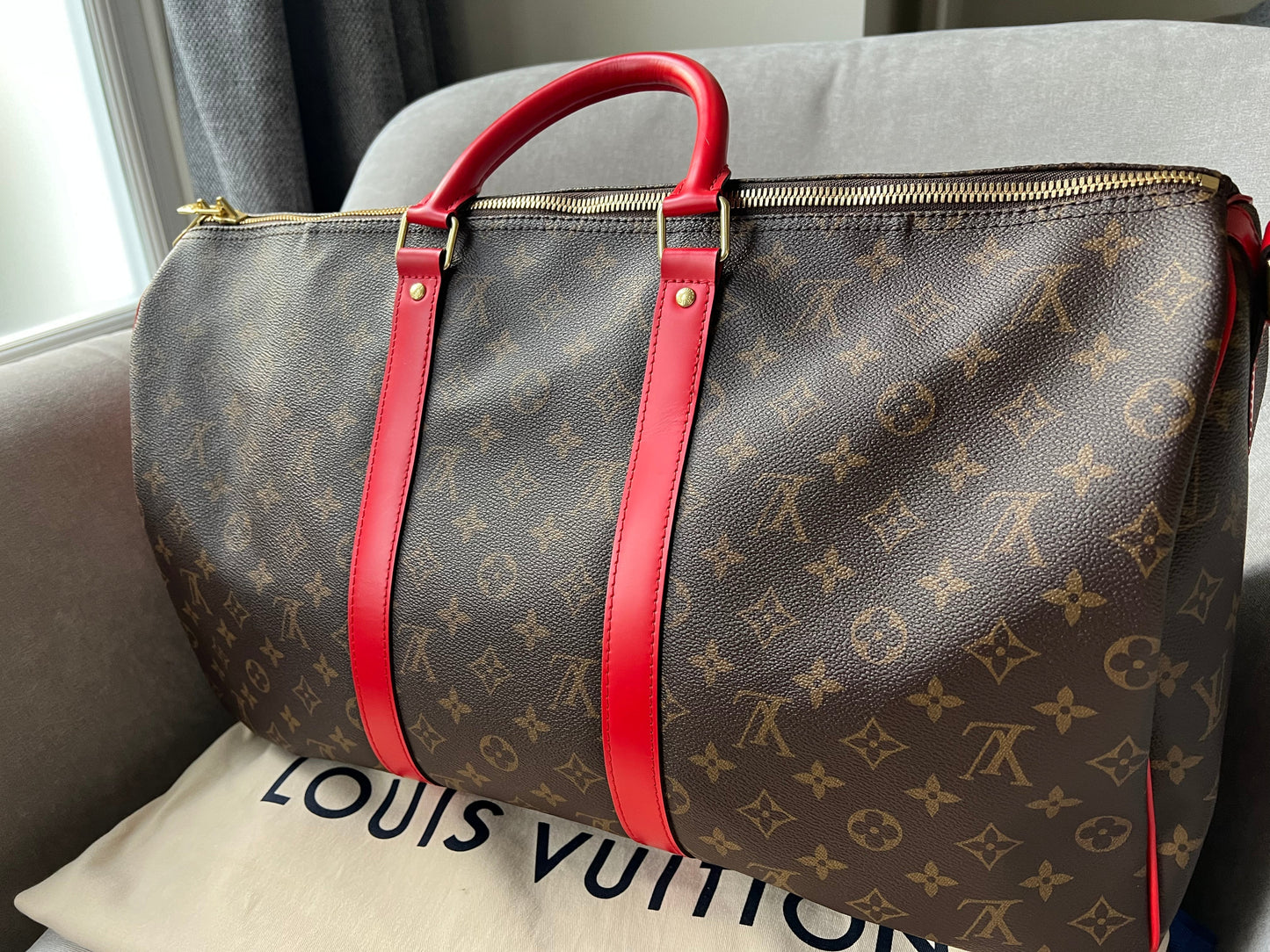 Louis Vuitton Keepall Bandouliere 50 Monogram and Coquelicot (RRP £1,790)