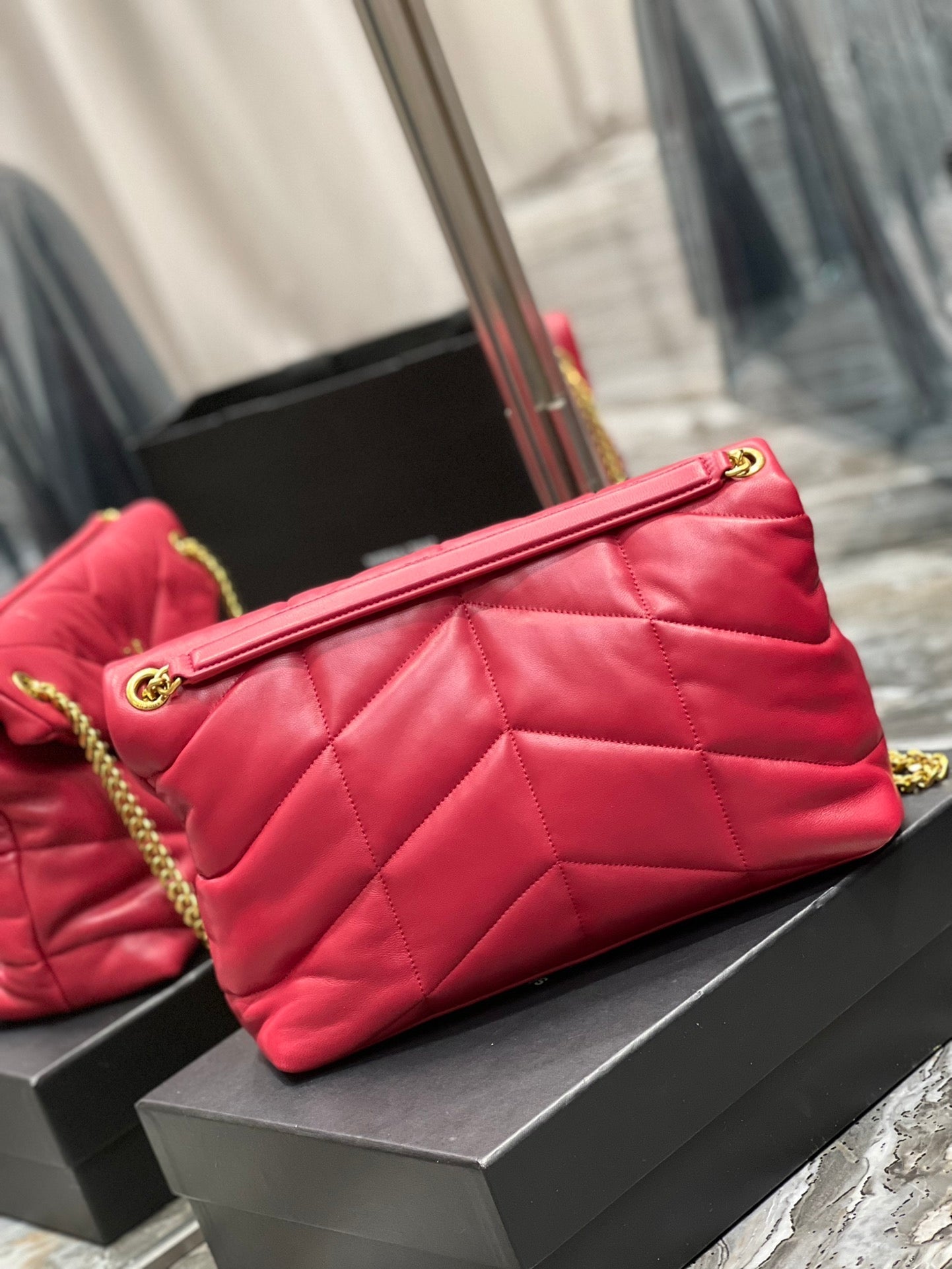 YSL PUFFER MEDIUM BAG IN QUILTED LAMBSKIN