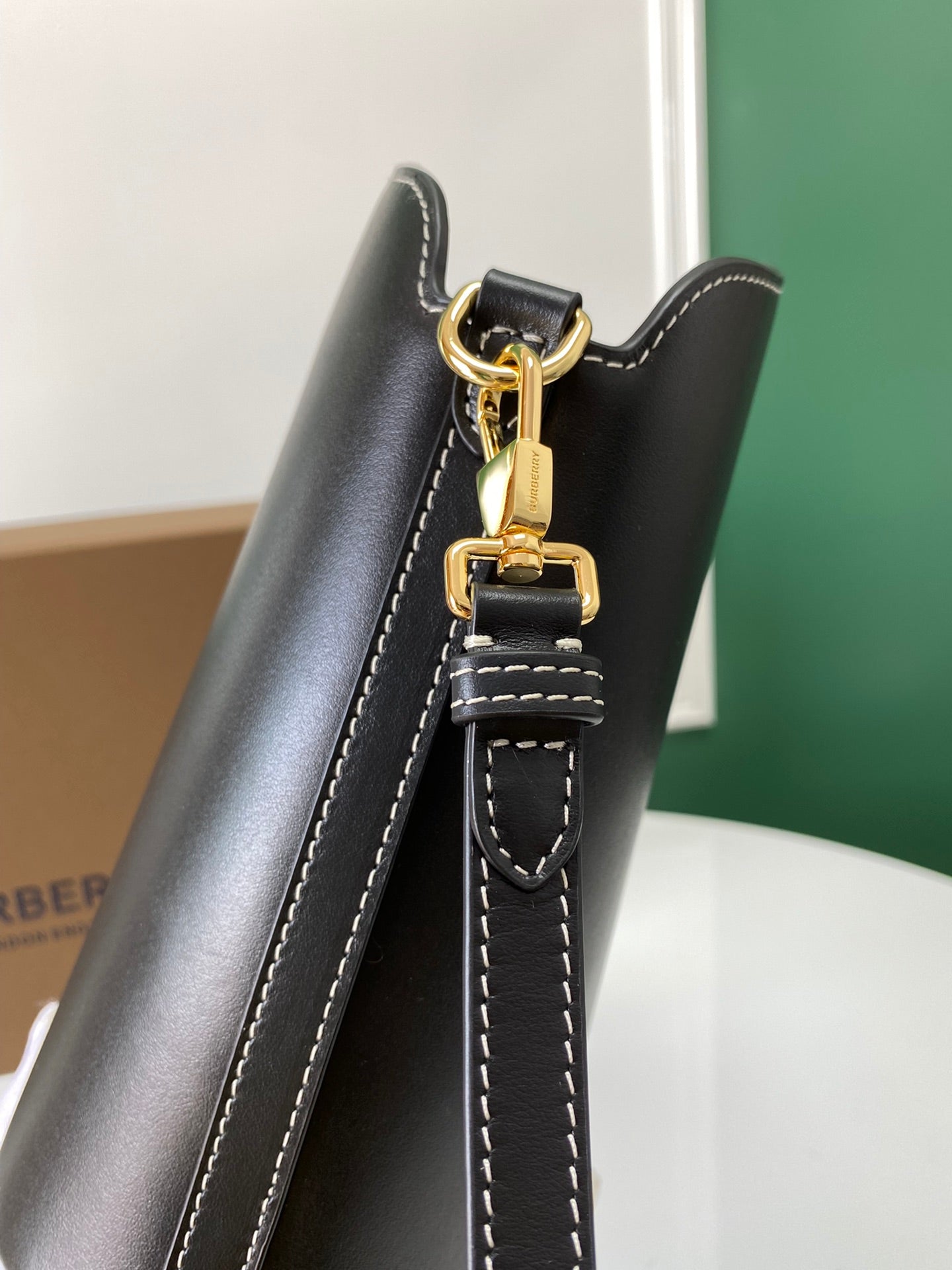 Burberry Small Leather Pocket Bucket Bag