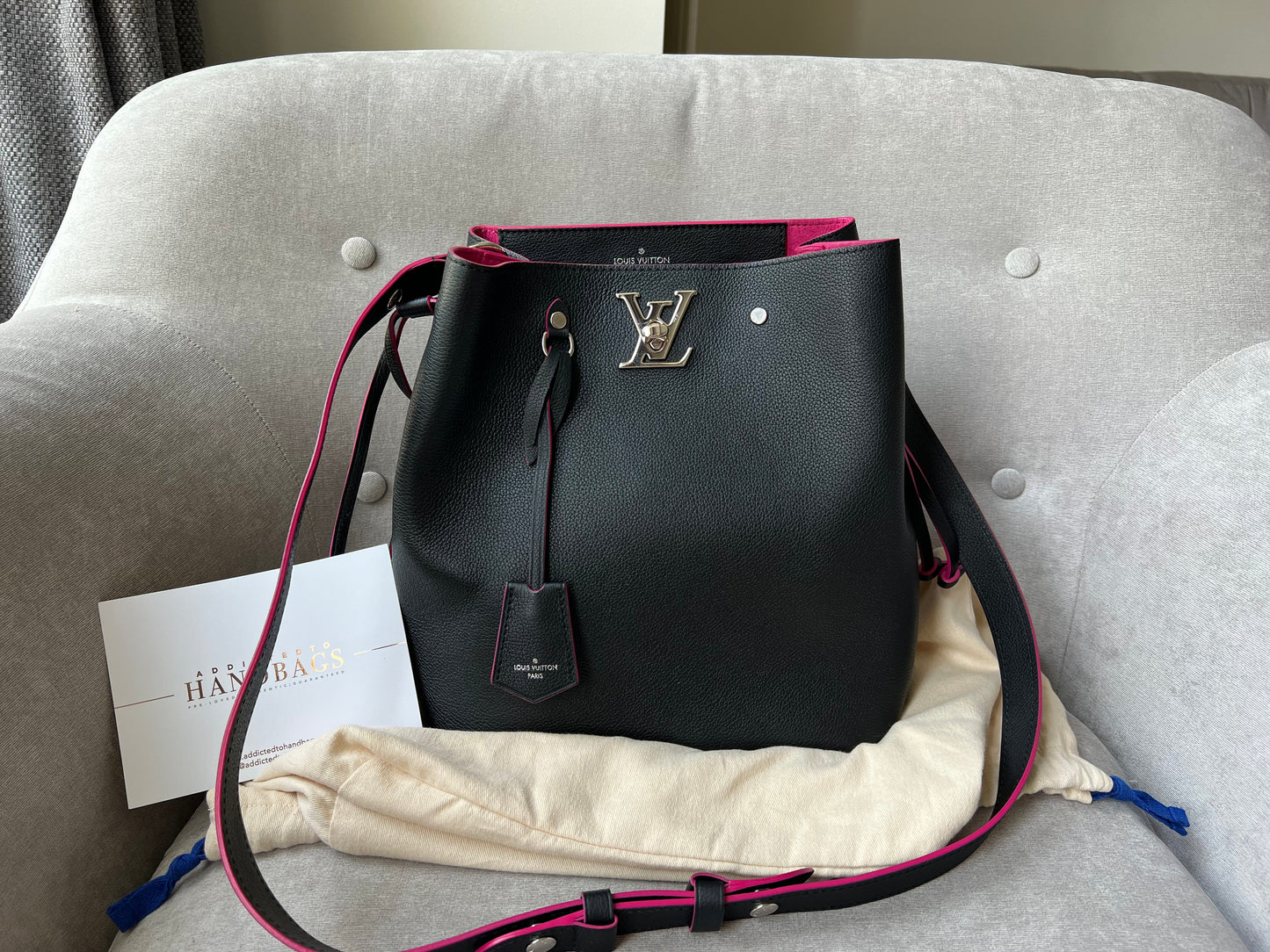 Louis Vuitton Lockme Bucket Bag in Black and Pink (RRP £2050)