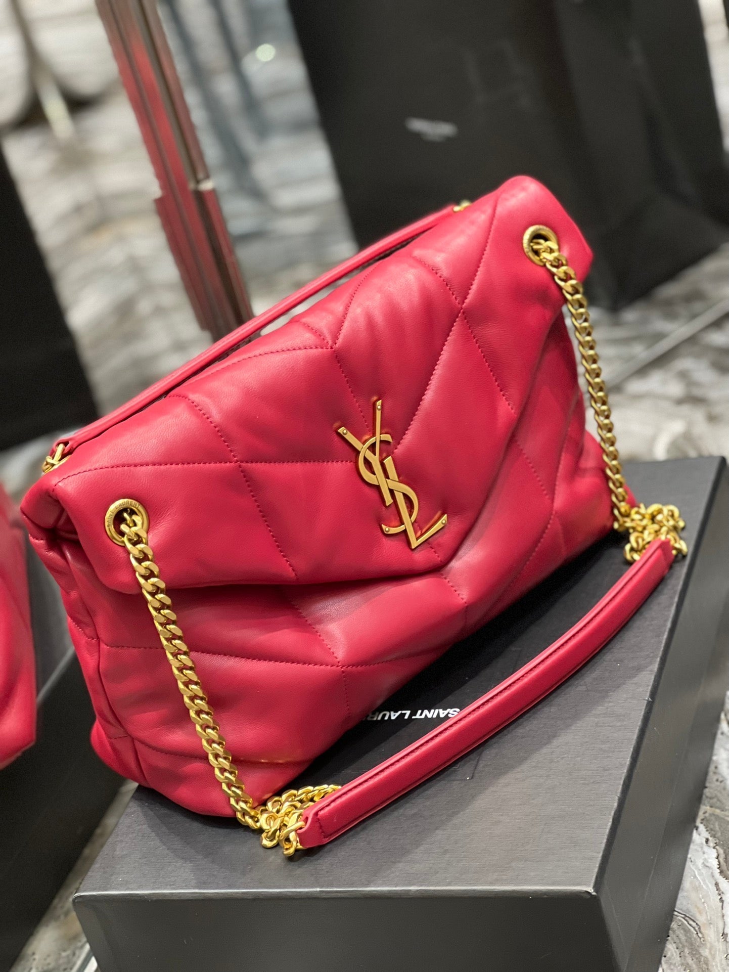 YSL PUFFER MEDIUM BAG IN QUILTED LAMBSKIN