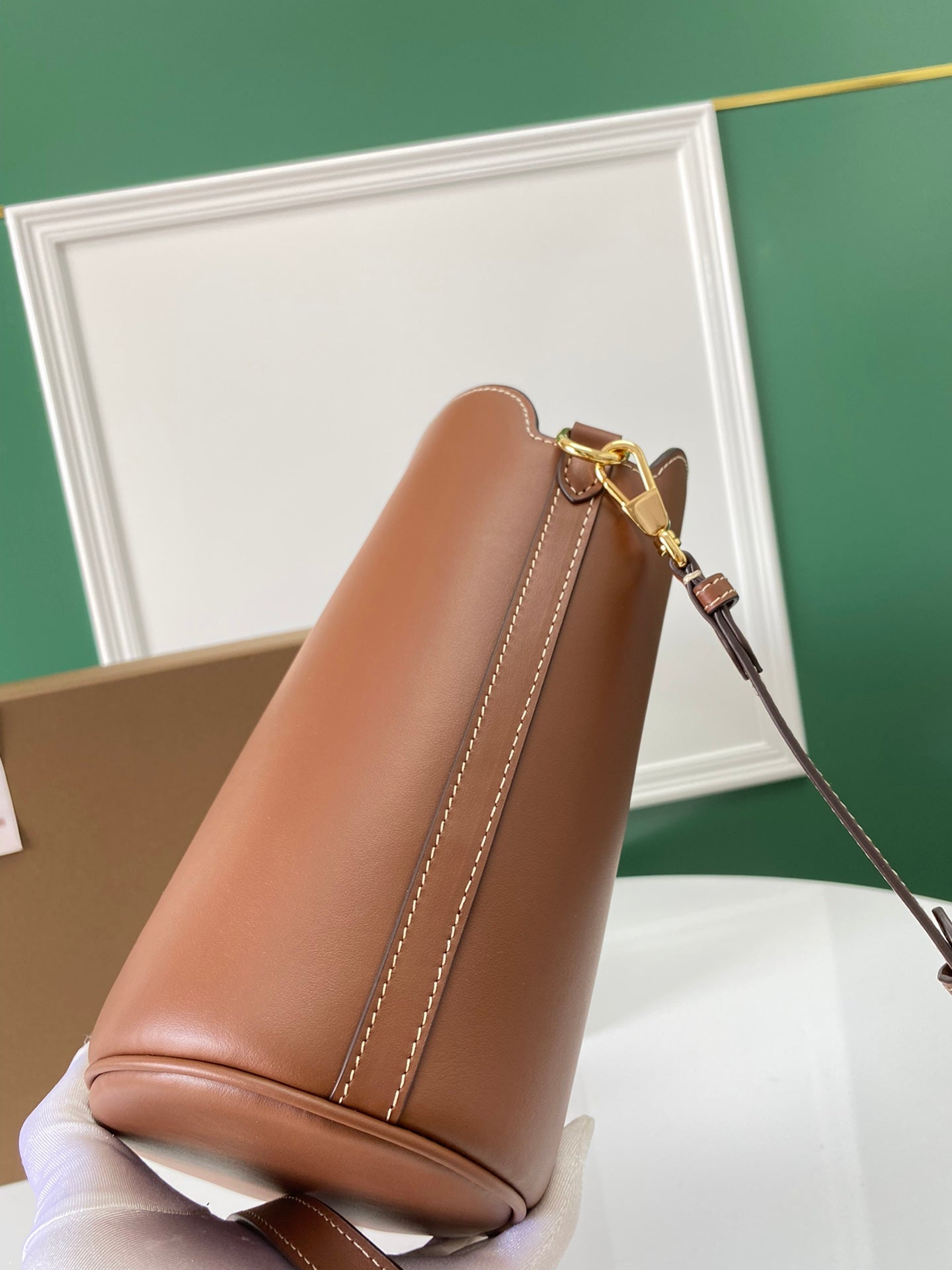 Burberry Small Leather Pocket Bucket Bag