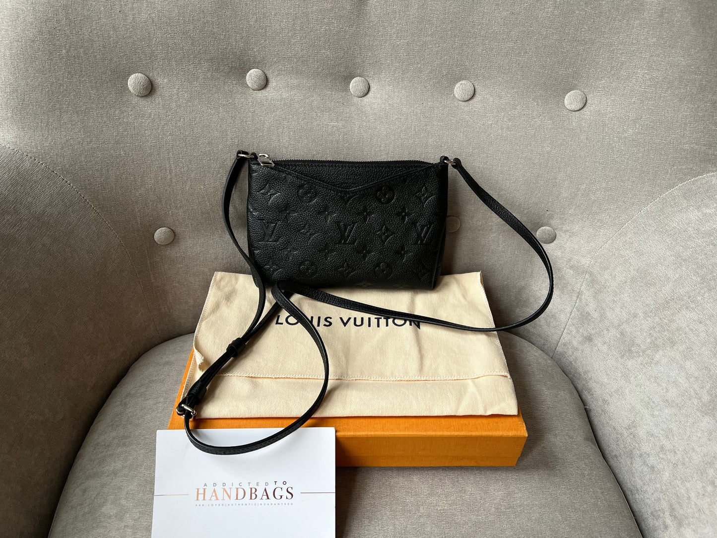 Louis Vuitton Black Monogram Empreinte Pallas Pochette