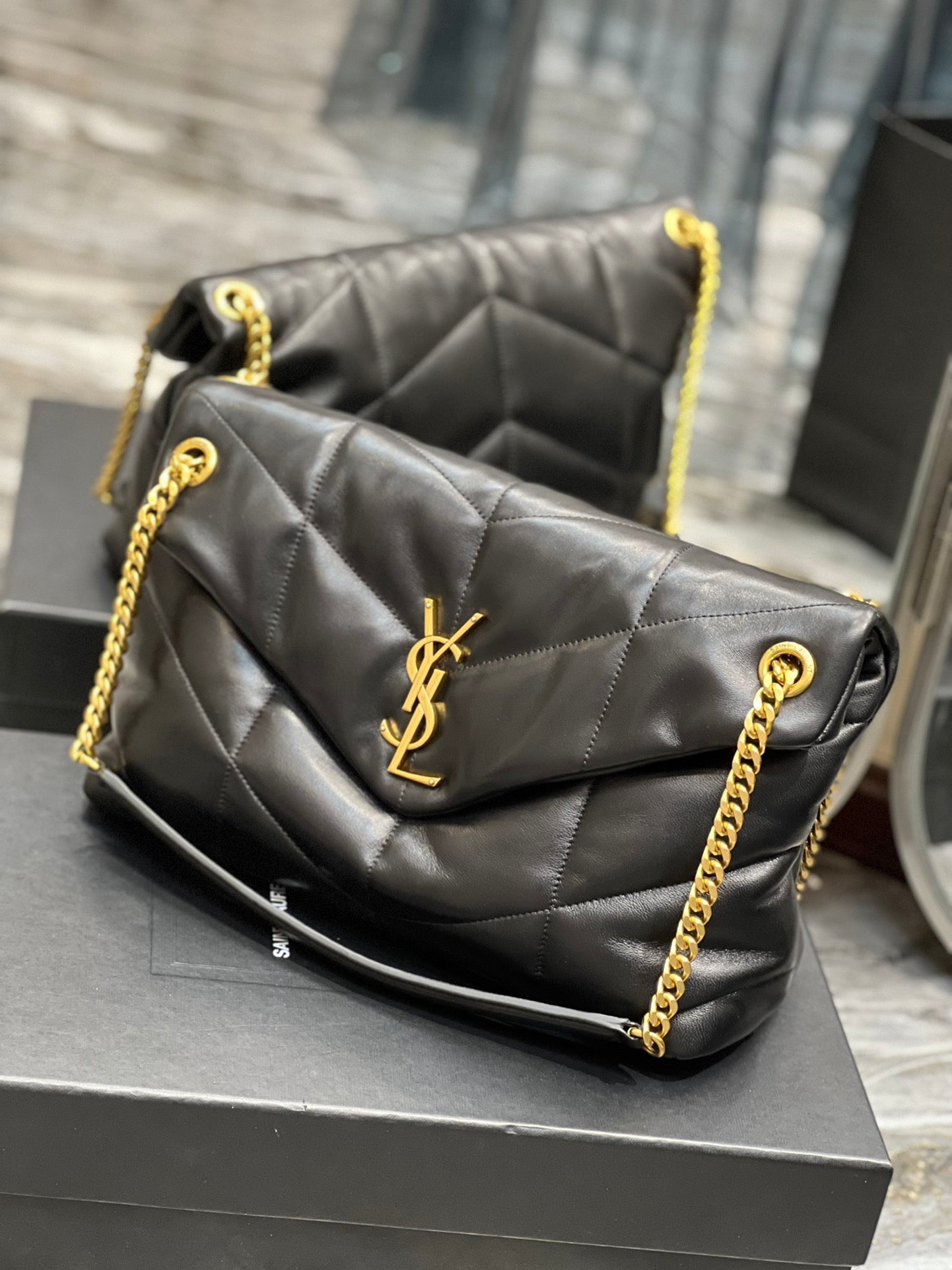 YSL PUFFER MEDIUM BAG IN QUILTED LAMBSKIN